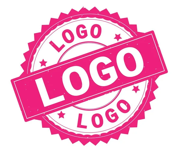 Logo pembe metin damgası, zig zag kenarlıklı yuvarlak. — Stok fotoğraf