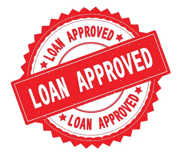 LOAN APPROVED red text round stamp, with zig zag border. — Stock Photo, Image