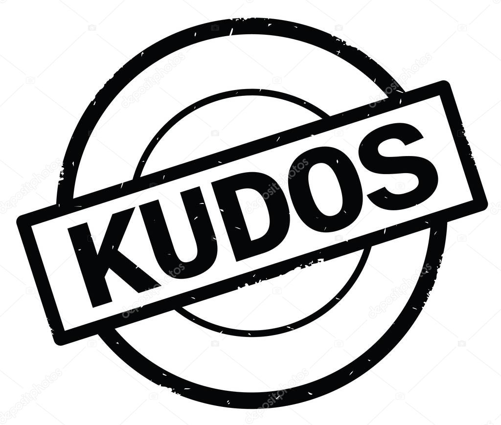 KUDOS text, written on black simple circle stamp.