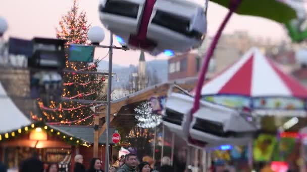 Suddiga Stadsljus Med Suddig Stad Bakgrunden Och Allt Ser Som — Stockvideo