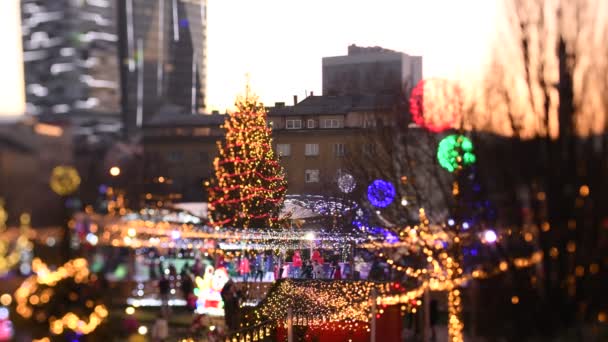 Verschwommenes Stadtlicht Mit Verschwommener Stadt Hintergrund Und Alles Sieht Aus — Stockvideo