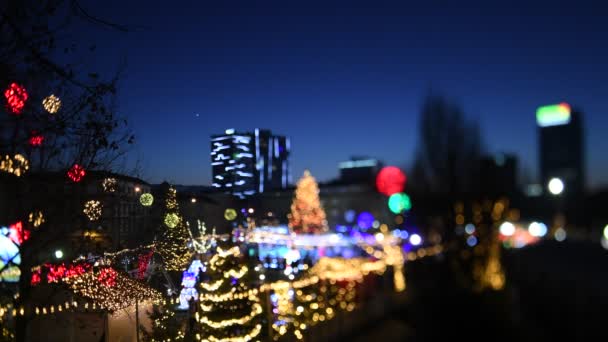 Verschwommenes Stadtlicht Mit Verschwommener Stadt Hintergrund Und Alles Sieht Aus — Stockvideo