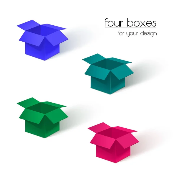 Vier farbige Schachteln — Stockvektor