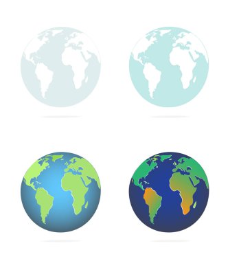 Vektör küre kıta dünya gösterilen Icon set