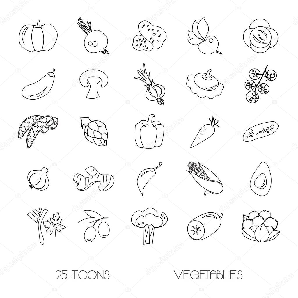 Vector icons of vegetables