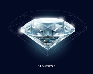 Vektör çizim gerçekçi bir elmas. Kullanıcı degrade kafes.