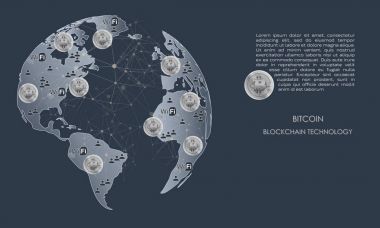 Blockchain teknoloji. Bitcoin bir dünya para birimidir.