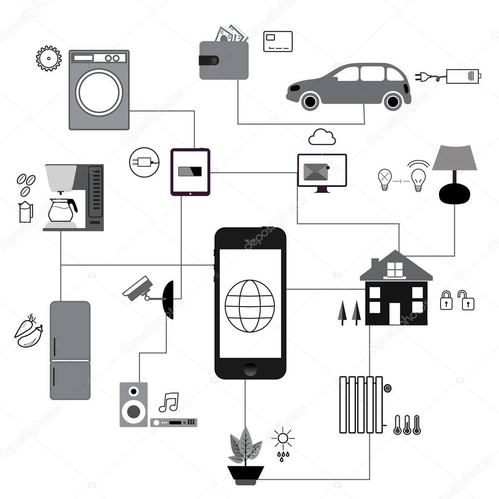 Internet of things and home automation concept.