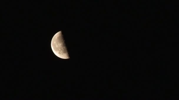 Mond am schwarzen Nachthimmel — Stockvideo