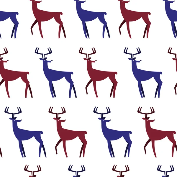 Seamless Pattern with deers. Christmas background. Vector texture for gift packaging, invitation card, cover, wallpaper, scrapbook, textile, holiday decor. Scandinavian pattern. — Stock Vector