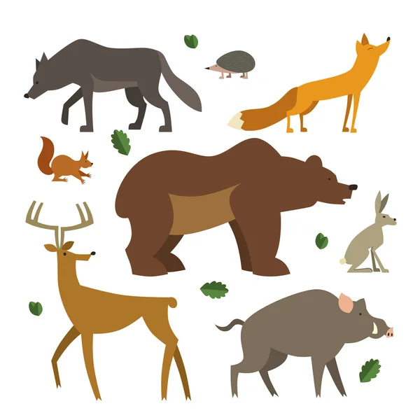 Bos dieren pictogrammen instellen. Europese dieren collectie. Vectorbeelden