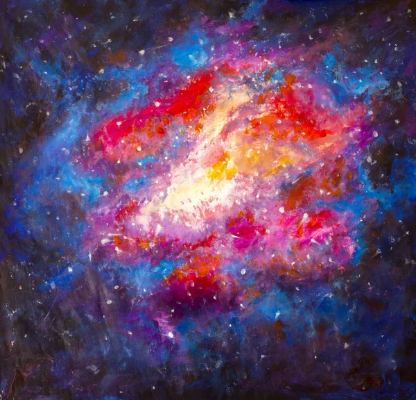 Galaxy, infinity original oil painting on canvas. Beautiful space artwork Modern impressionism art. Universe Painting on canvas - colorful Starry sky, blue, purple hand made painting - illustration