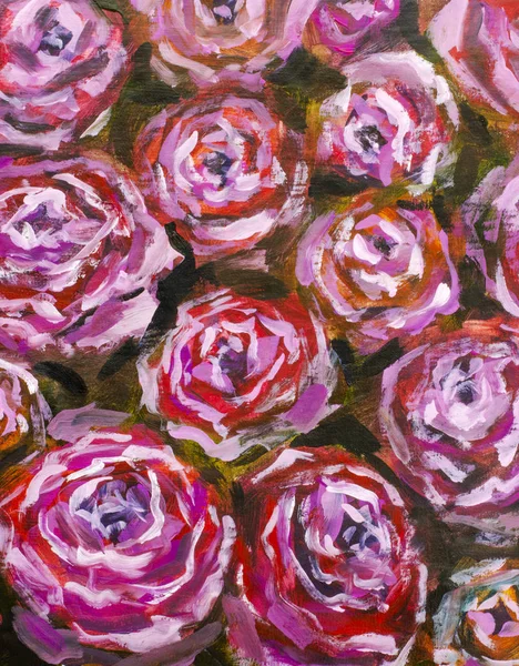 Flowers rose peony close-up oil painting. Abstract hand painted flower background