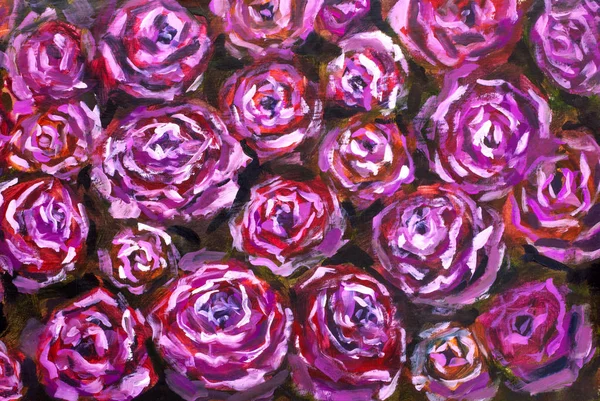 Red violet flowers rose peony close-up oil painting. Abstract hand painted flower background for design wedding invitations, save date cards, fabric, wallpaper, scrapbook