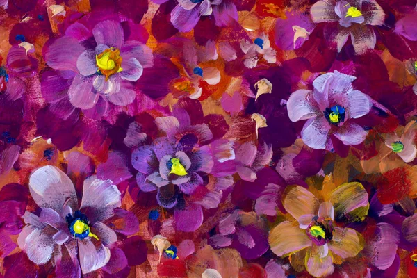 Painting Flowers pansy, violet close-up oil painting. Abstract hand painted flower background