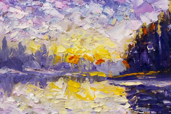 Palette knife fragment painting Abstract texture backgroud Blue violet purple art illustration impressionism artwork. Close-up fragment Oil painting on canvas