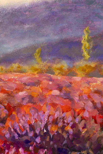 Oil Painting Lavender Field - Beautiful impressionism abstract flower painting Provence - Floral French Tuscan Landscape