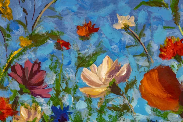Oil Painting, Impressionism style flower painting, still life painting art canvas by artist, wildflowers Texture paintings