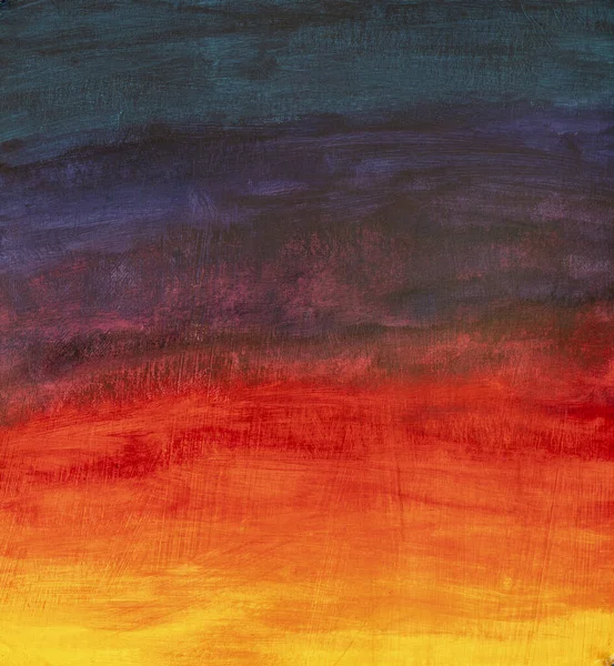 yellow orange red purple gradient - oil painting on canvas. Hand painting acrylic multicolored gradient dawn sunset.