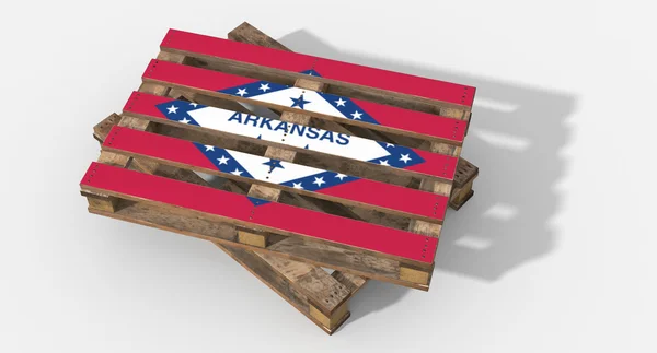 Palet 3D de madera con bandera de la imagen Arkansas — Foto de Stock