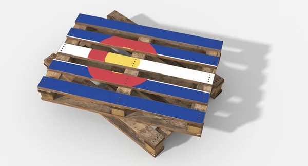3D pallet wood with image flag Colorado — Stock Photo, Image