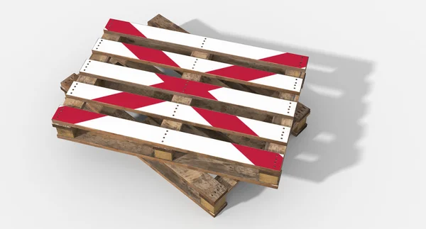 3D pallet wood with image flag Alabama — Stock Photo, Image