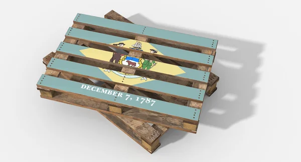 3D-pallet hout met afbeelding vlag Delaware — Stockfoto