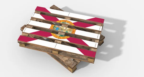 3D pallet wood with image flag Florida — Stockfoto