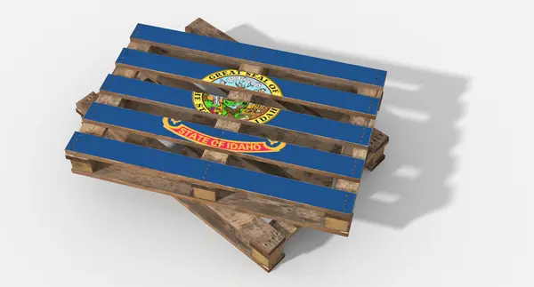 3D-pallet hout met afbeelding vlag Idhao — Stockfoto