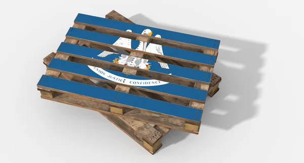 Palette 3D bois avec drapeau image Lousiana . — Photo