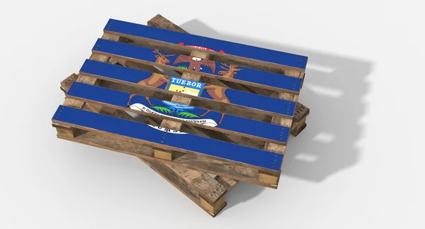 3D pallet wood with image flag Michigan — Stockfoto