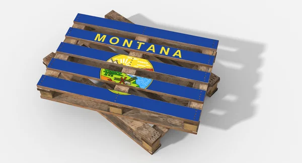 3D pallet wood with image flag Montana — Stock Photo, Image