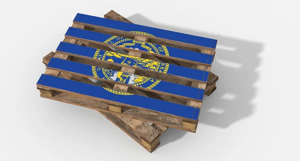 Palet 3D de madera con bandera de la imagen Nebraska — Foto de Stock