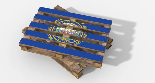 3D-pallet hout met afbeelding vlag New Hampshire — Stockfoto