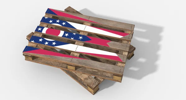 3D-pallet hout met afbeelding vlag Ohio — Stockfoto