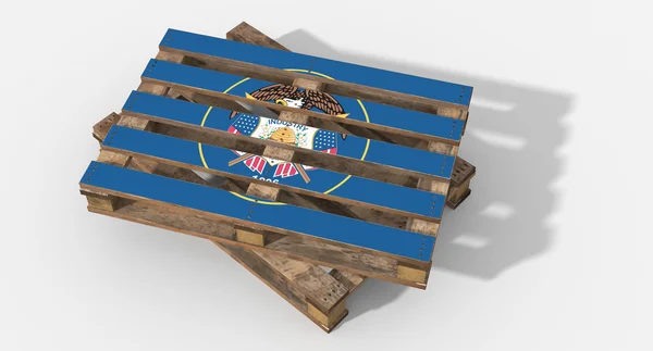 3D-pallet hout met afbeelding vlag Utah — Stockfoto