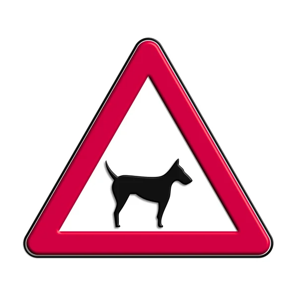 Warning or caution symbol with dog — Stock fotografie