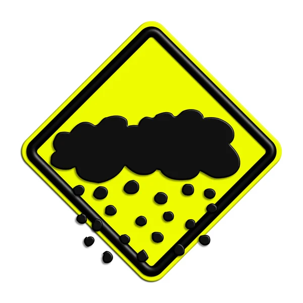 Warning or black and yellow caution sign with snow — Stockfoto