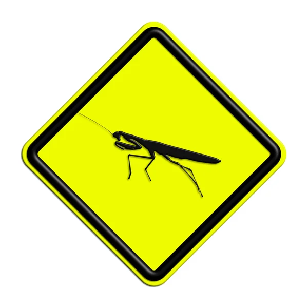 Warning or black and yellow caution sign with grasshopper — ストック写真