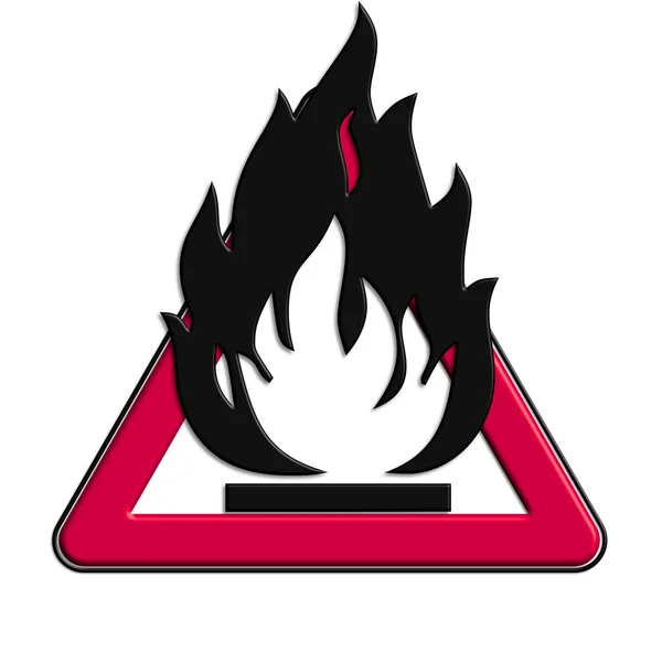 Waarschuwing of Let op symbool met vuur — Stockfoto