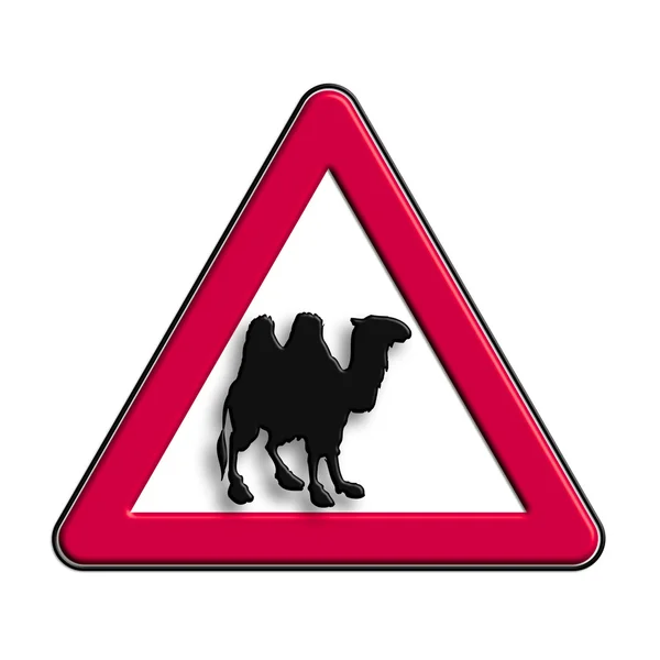 Símbolo de advertência ou precaução com camelos — Fotografia de Stock
