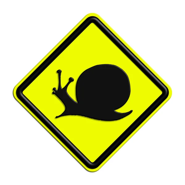 警告或黑色和黄色警告标志与蜗牛 — 图库照片