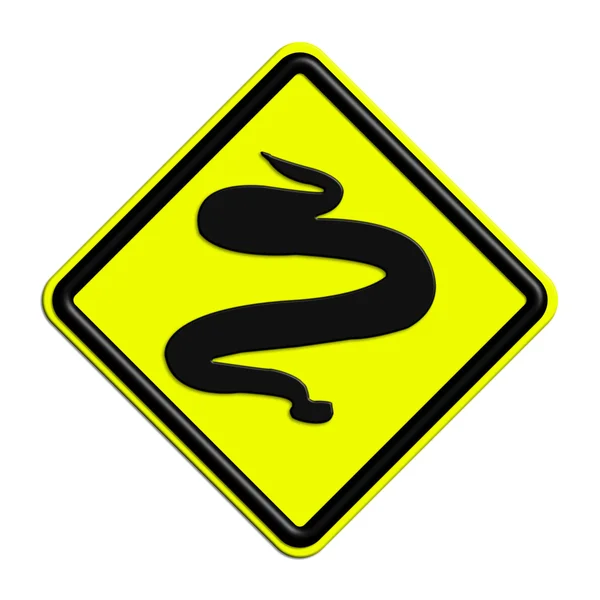 Warning or black and yellow caution sign with snakes — Φωτογραφία Αρχείου