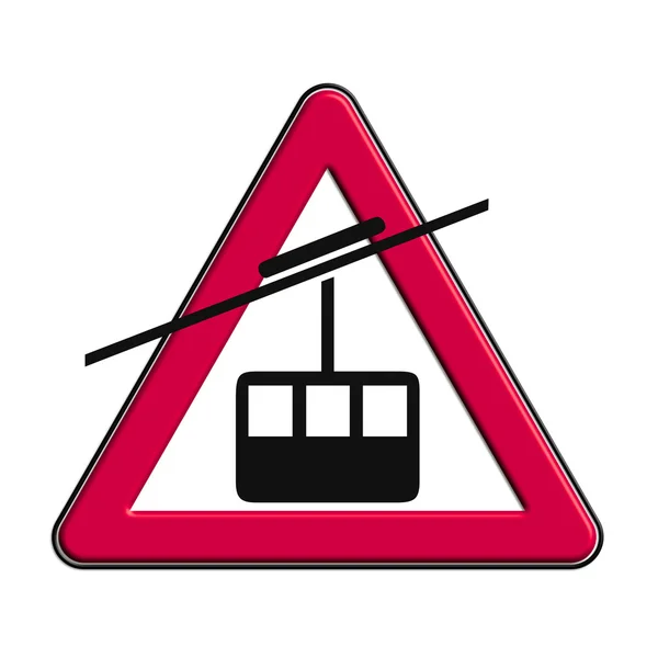 Warning or caution symbol with cableway — Stock Photo, Image