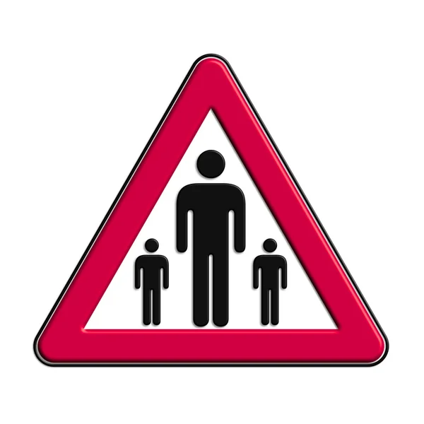 Símbolo de advertência ou precaução com homens — Fotografia de Stock