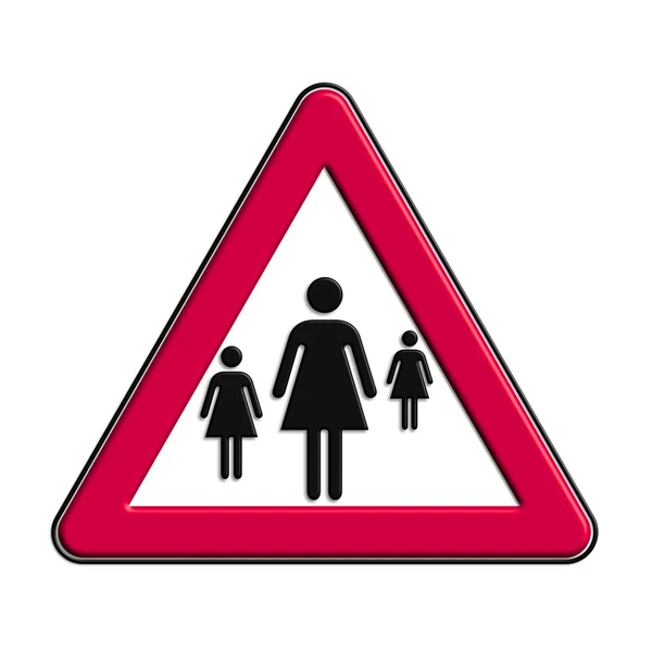 Предупреждение или предостережение символ с женщинами — стоковое фото
