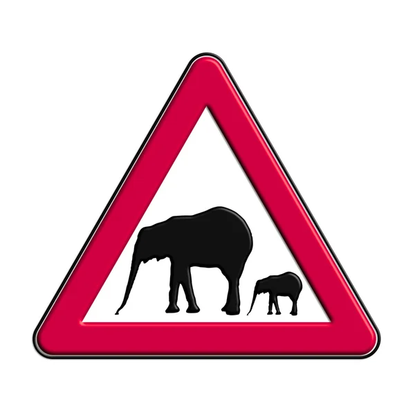 Símbolo de advertência ou precaução com elefantes — Fotografia de Stock