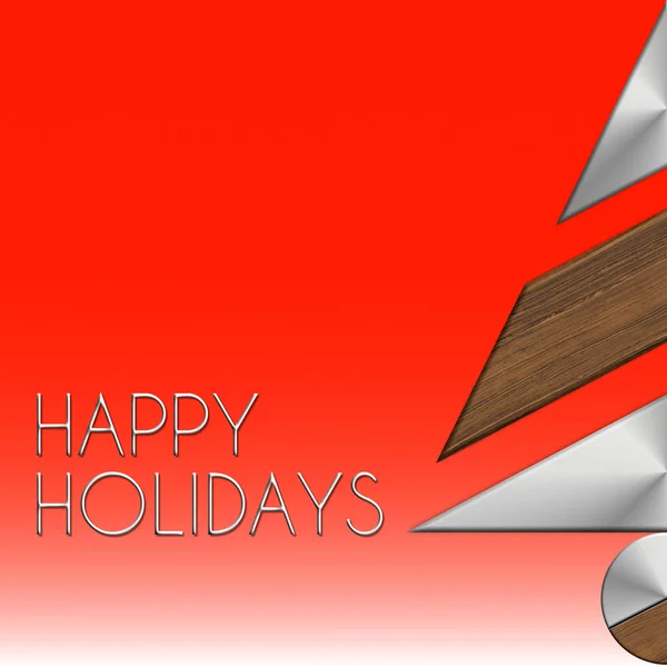 圣诞树节日快乐钢铁和木材 — 图库照片