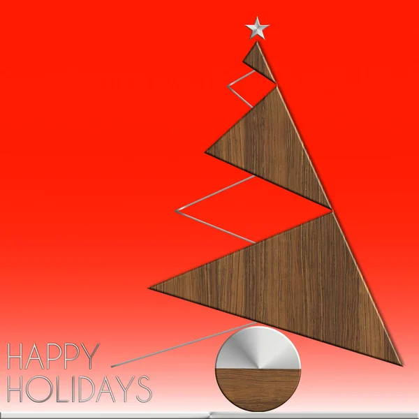 Christmas Tree Happy Holidays steel and wood — Stock Photo, Image