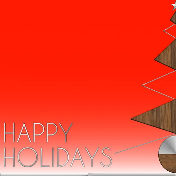 Árvore de Natal Happy Holidays aço e madeira — Fotografia de Stock